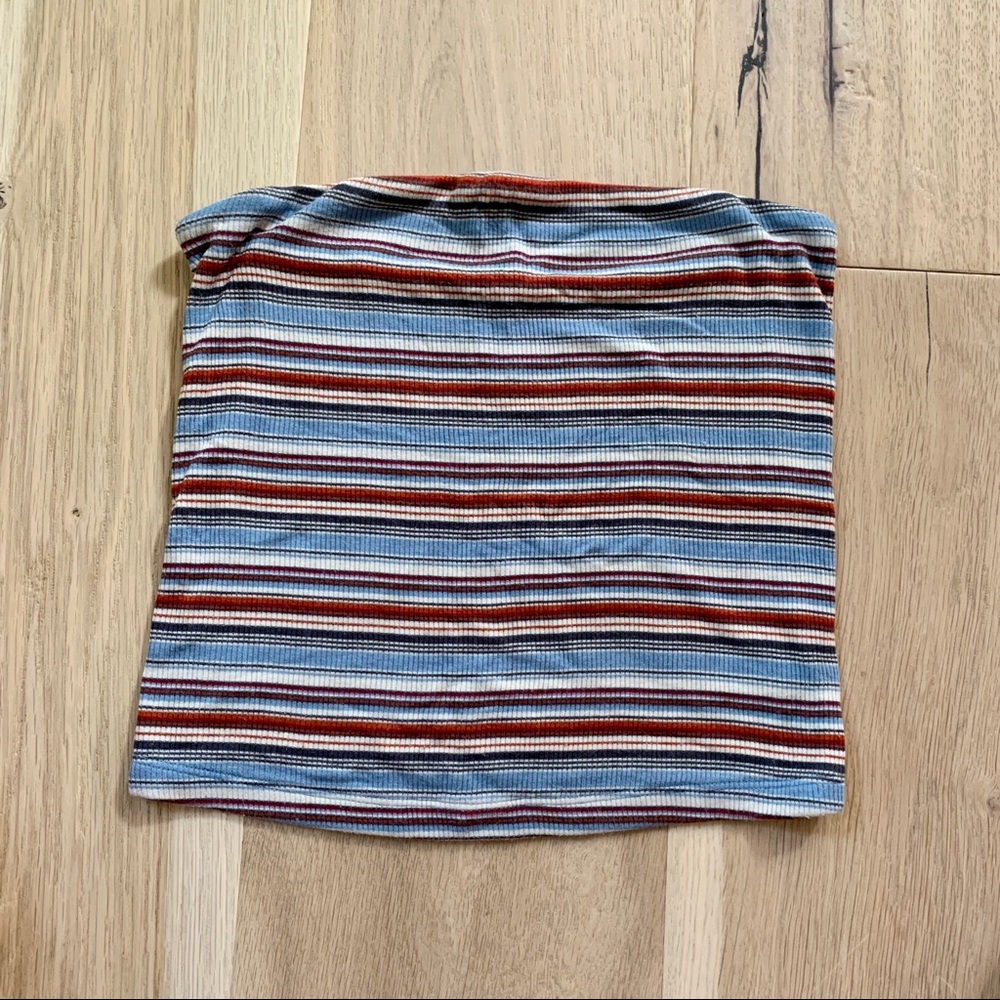 AEO Ribbed Stripped Tube Top Strapless